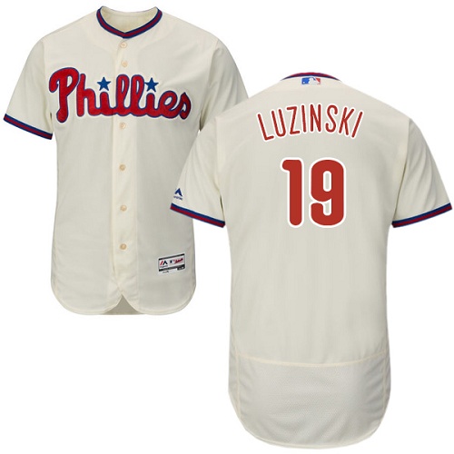 Phillies #19 Greg Luzinski Cream Flexbase Authentic Collection Stitched MLB Jersey